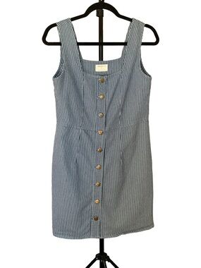 JACKSON Blue & White Striped Button-Front Mini Dress